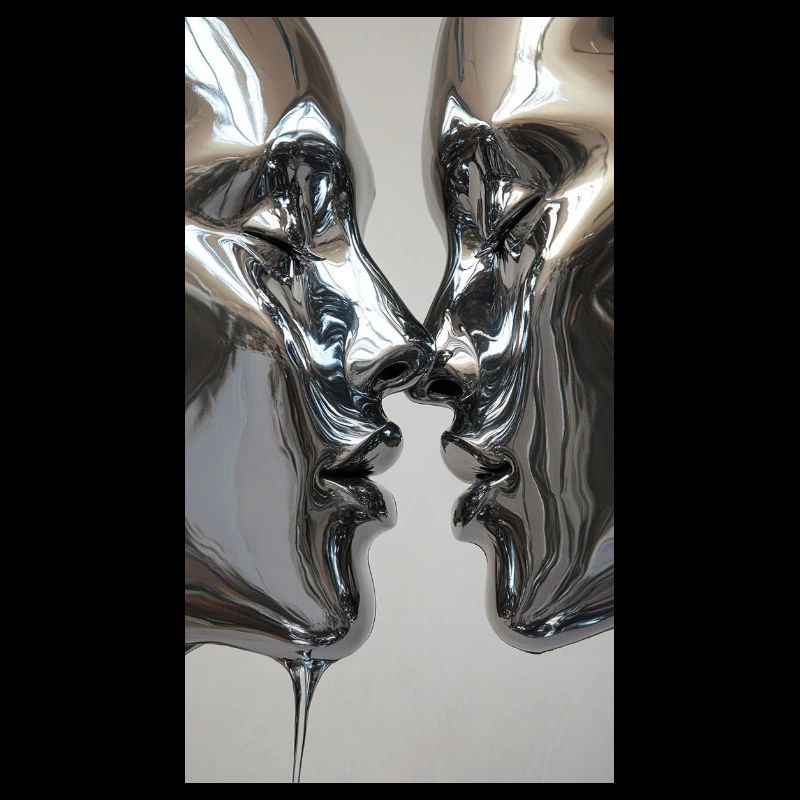 Silver Kissing Figures