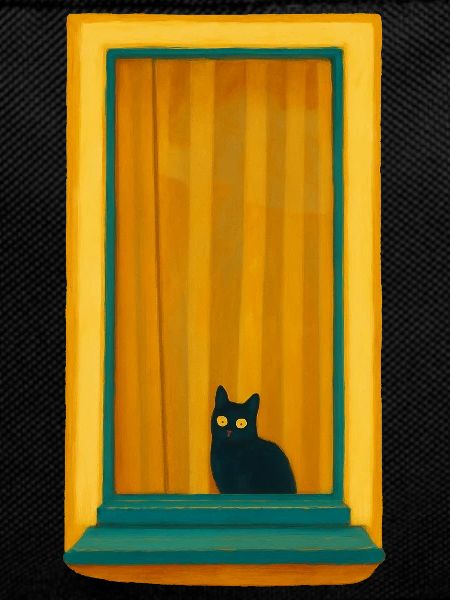 Window Cat in Golden Frame