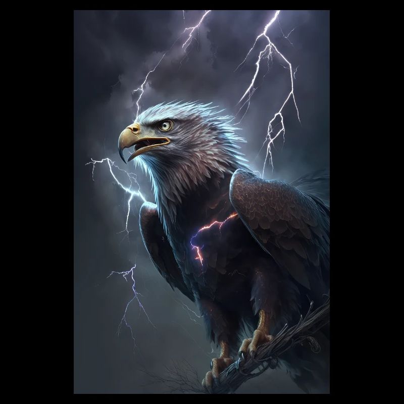 Eagle Lightning Cool Storm Animal Bird Epic