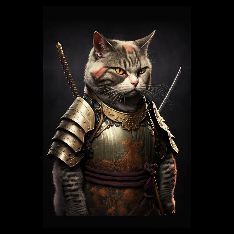 Samouraï Chat Chat Cool Japon Guerrier
