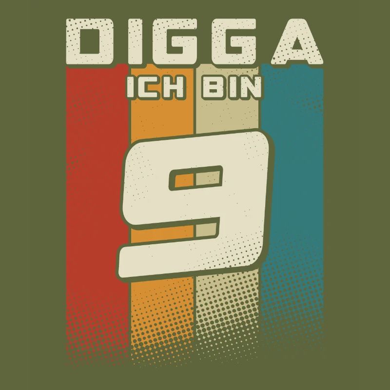 Digga ich bin 9 Jahre Junge 9. Geburtstag Retro