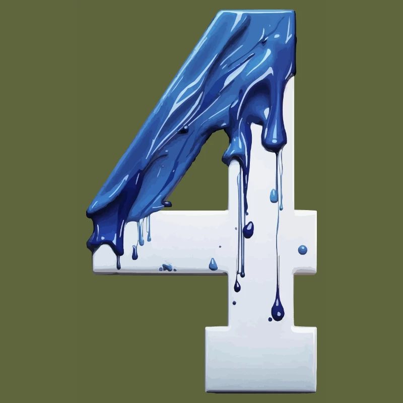 NR. 4 NUMMER 4 BLAU WEIß 4. GEBURTSTAG