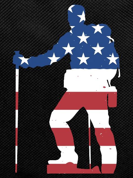 Hiker Us Flag Hiking