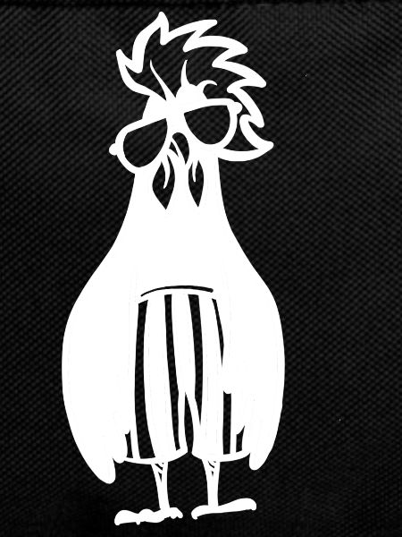 Cool hen in swimsuit
