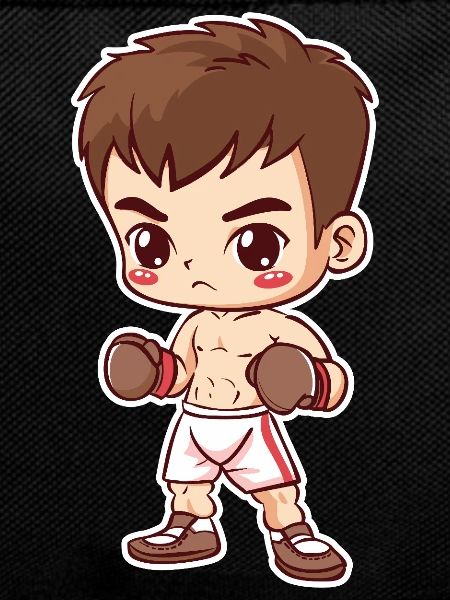 Kickboxer Boy Cartoon Style