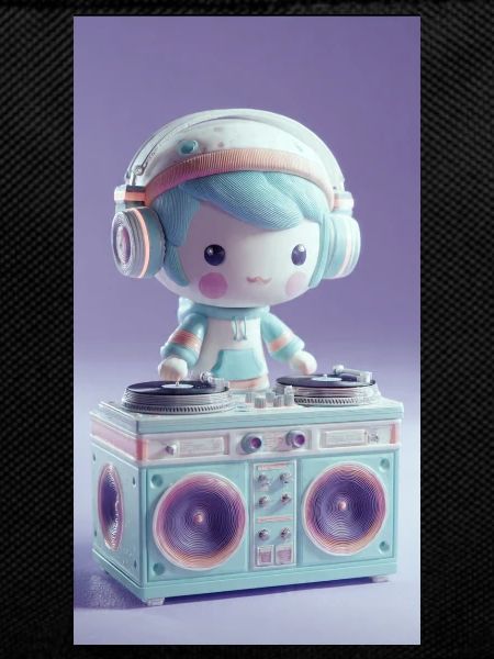 Pastel DJ Doll at Turntable