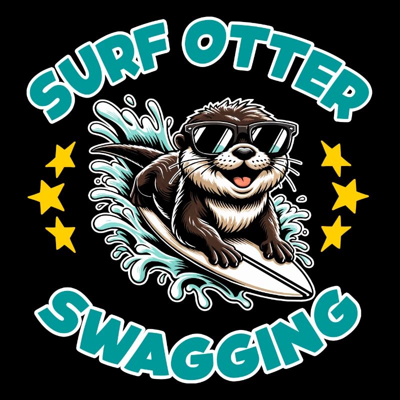 Lustiger surfender Otter mit Sonnenbrille