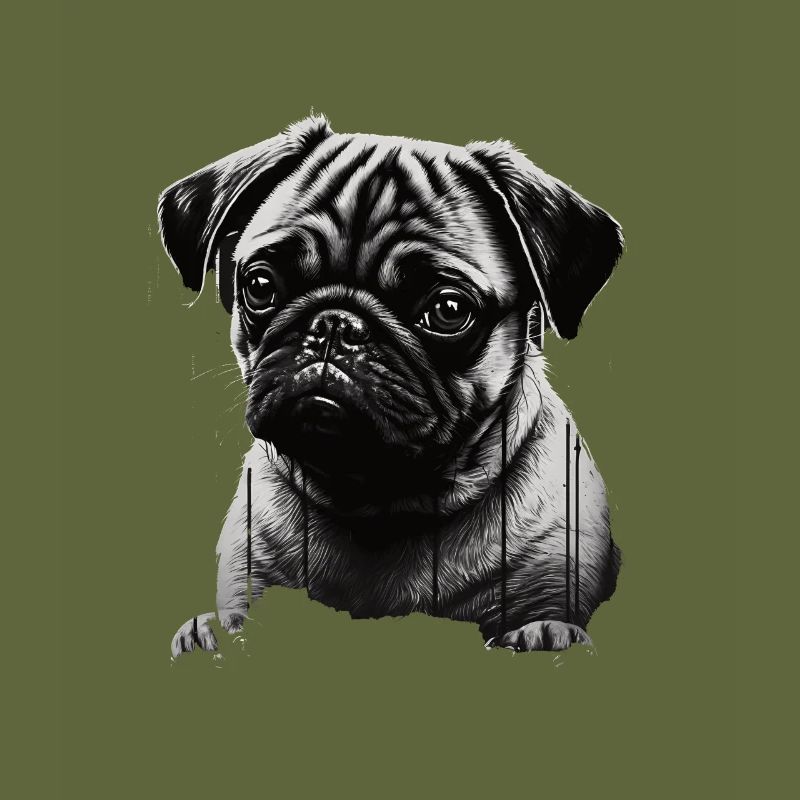 Pug stencil design white and black