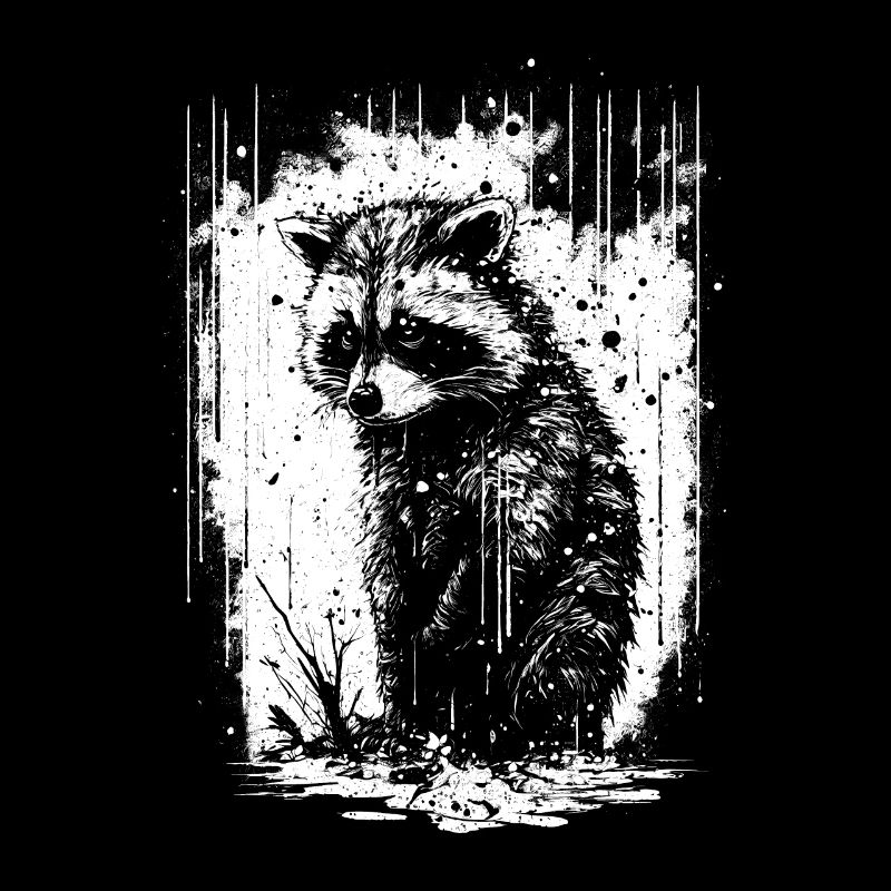 Waschbär Weiß & Schwarz Schablone