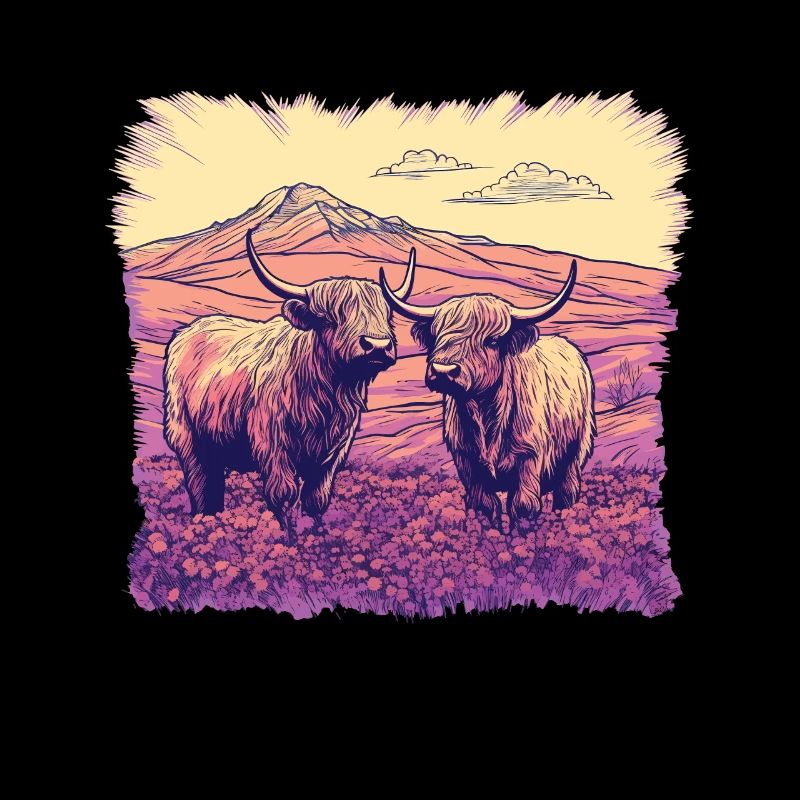Paysage rustique de vaches écossaises des Highlands et