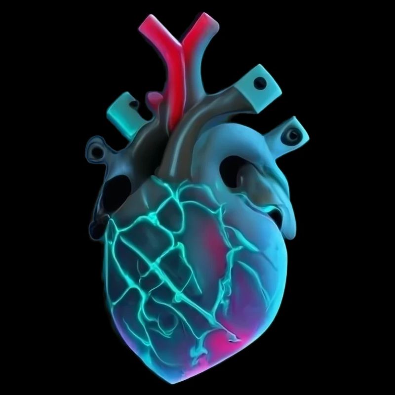 Futuristic neon human heart