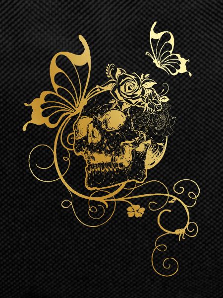 Skull with roses and butterflies