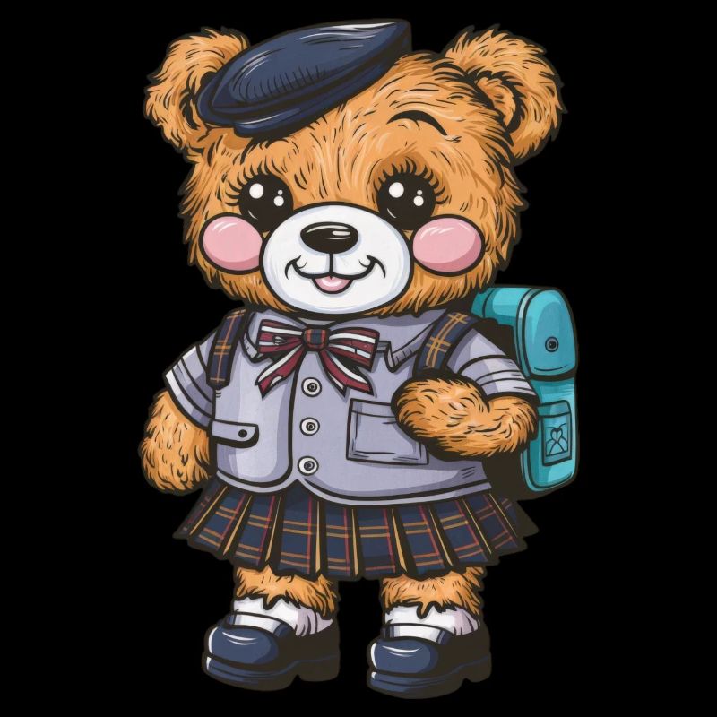 Cute teddy bear with trational school uniform