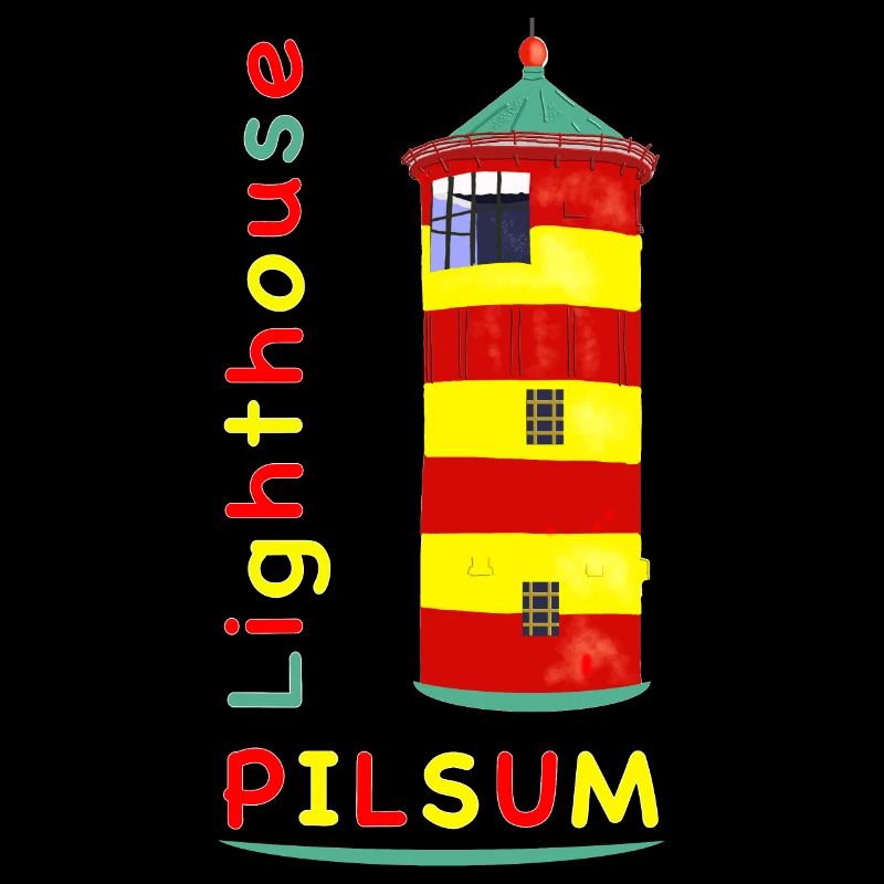 Pilsum lighthouse, landmark, drawing.