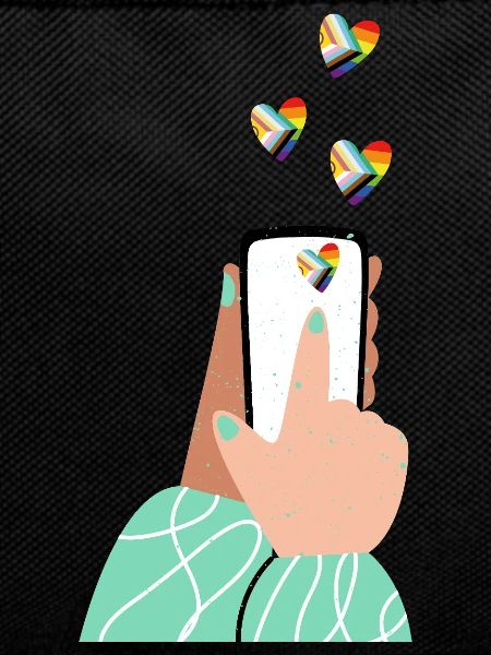 Pride hearts on the smartphone