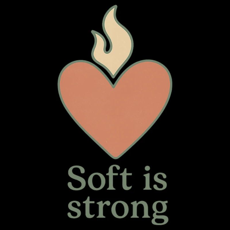 Soft is Strong Heart with Flame