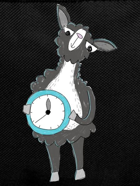 Lama mit Uhr