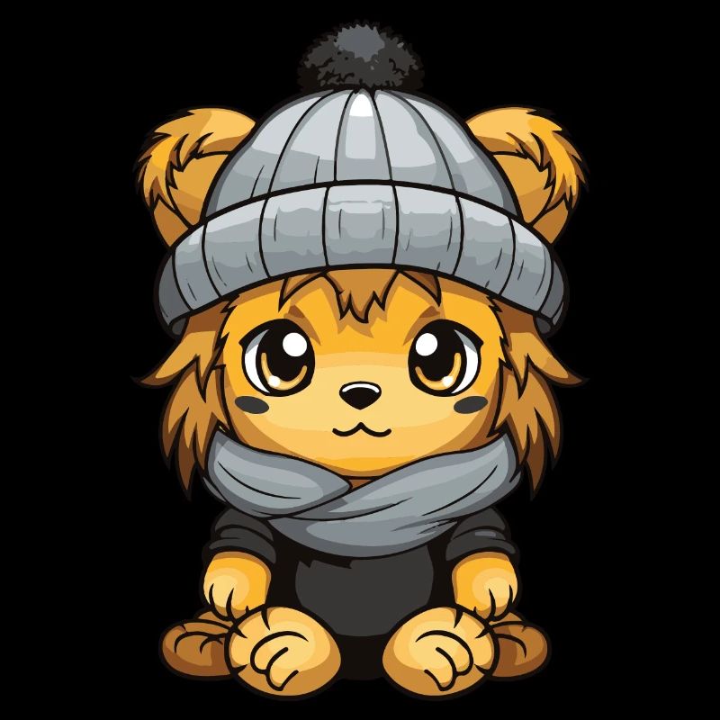 Löwe Winter Comic Niedlich