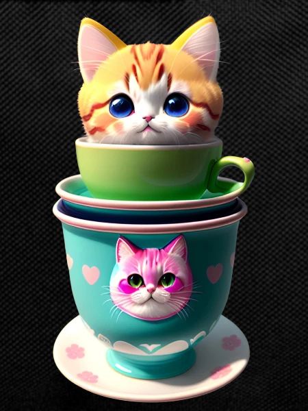 kawaii cat cup of coffee