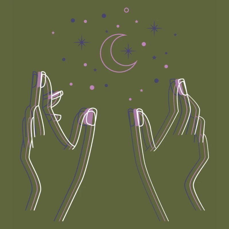 hands moon stars