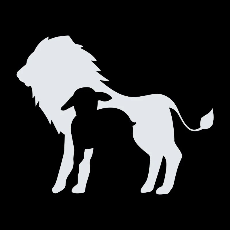 Lion and the Lamb graphic in white