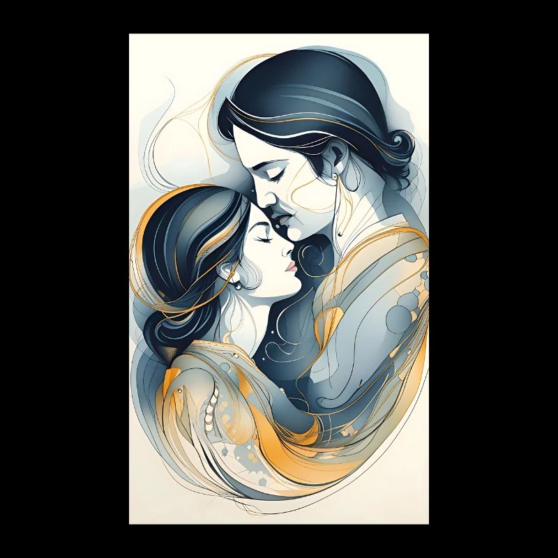 Couple en lignes de noir et d’or