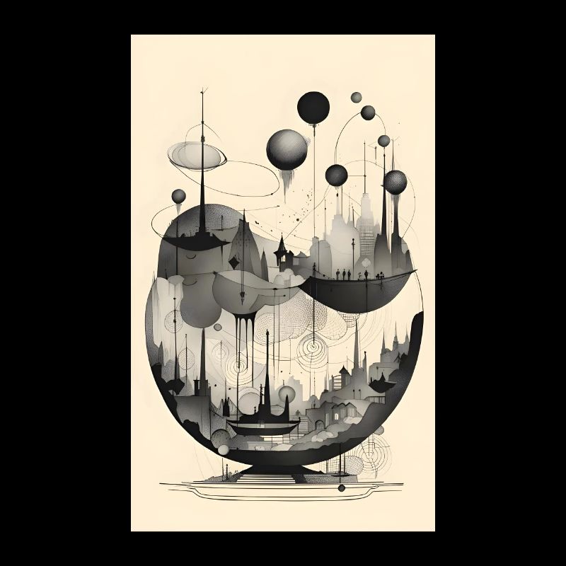 Abstract spherical geometry city