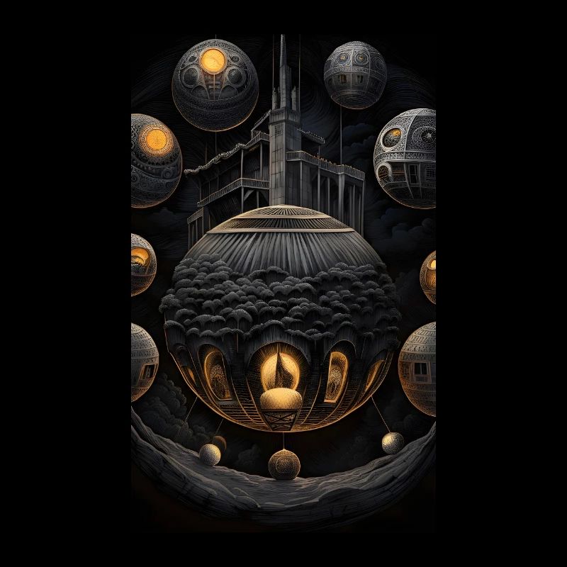 Dark spherical world fantasy