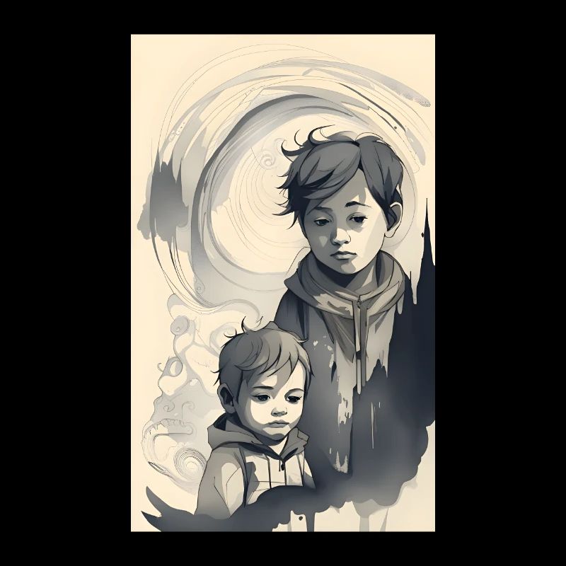 Brothers in abstract ink