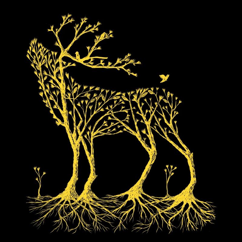 Forest deer in yellow
