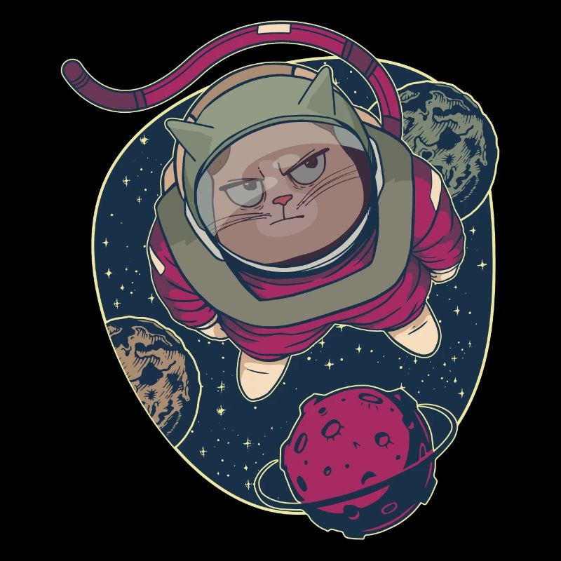 Chat perdu dans l'espace - T-shirt drôle ennuyé