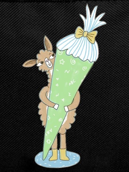 Lama mit großer Schultüte