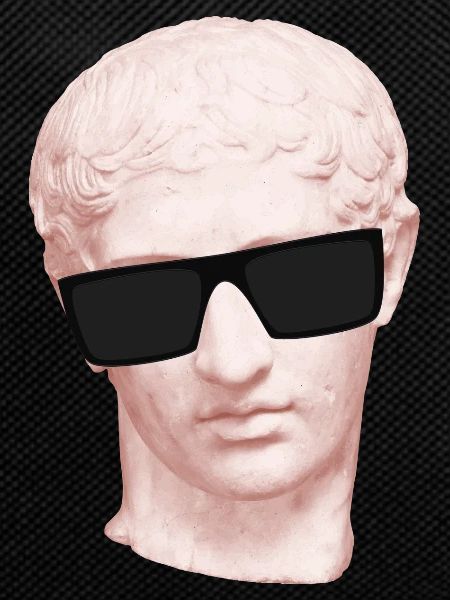 Greek statue with glasses