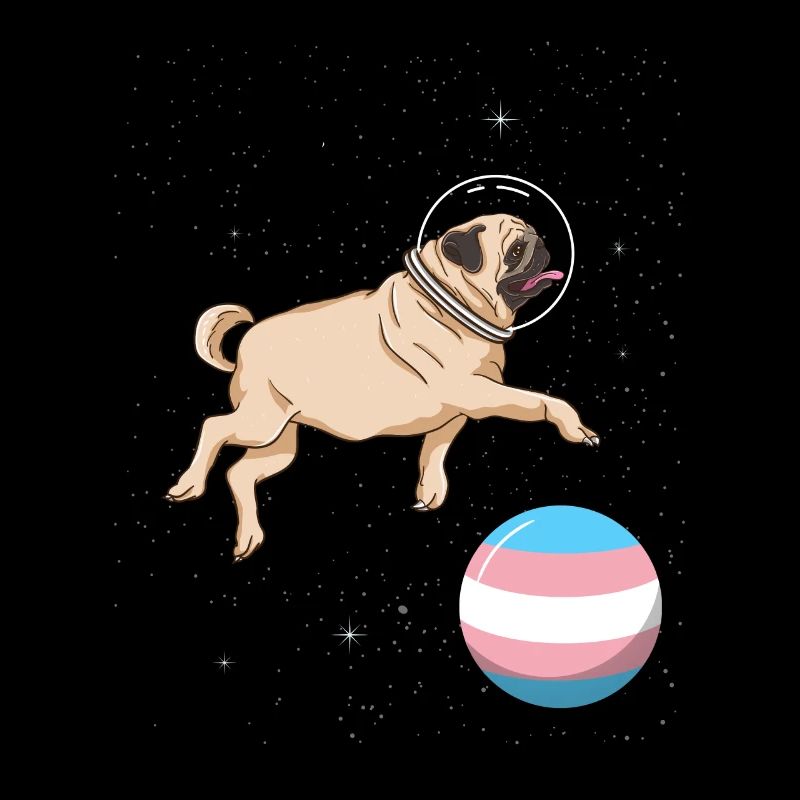 Mops im Weltraum Trans Pride