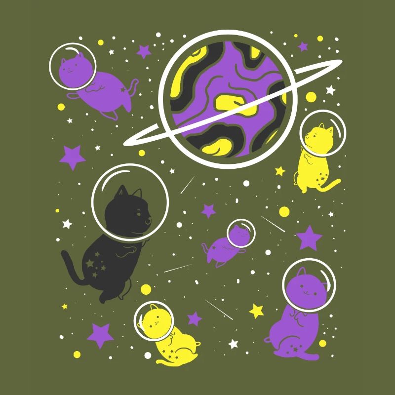 Nonbinary Pride Cat in Space