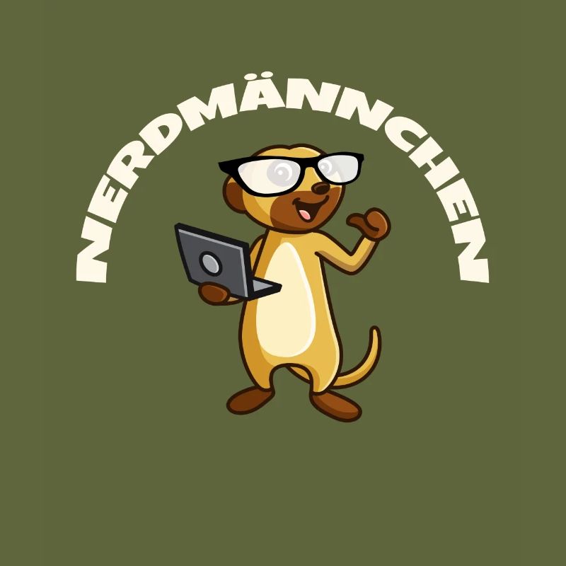 Nerd Erdmännchen mit Brille und Notebook Geschenk