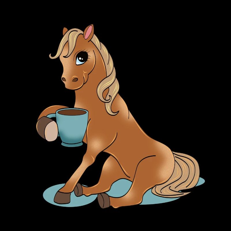 Cheval avec l'équitation de cadeau café équitation