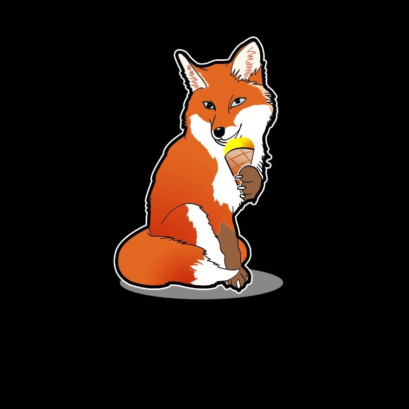 Fox with ice cream cartoon summer cartoon gift