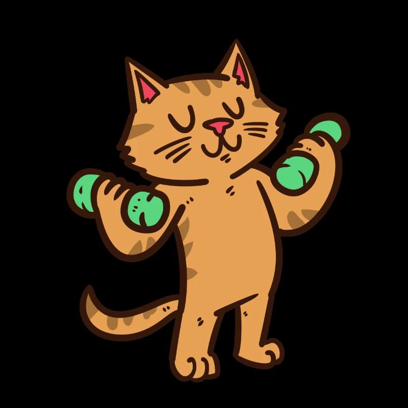 Dumbbell cat trains biceps
