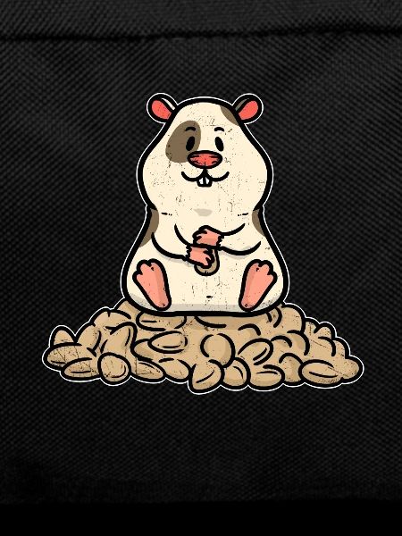 Small hamster with many peanuts
