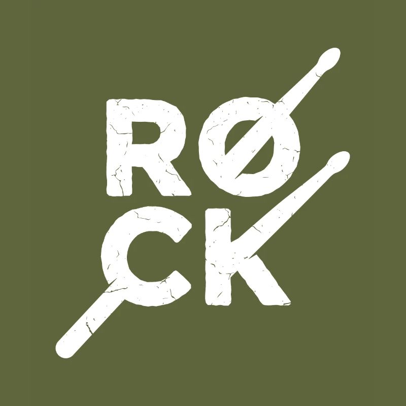 Rock text with drumsticks
