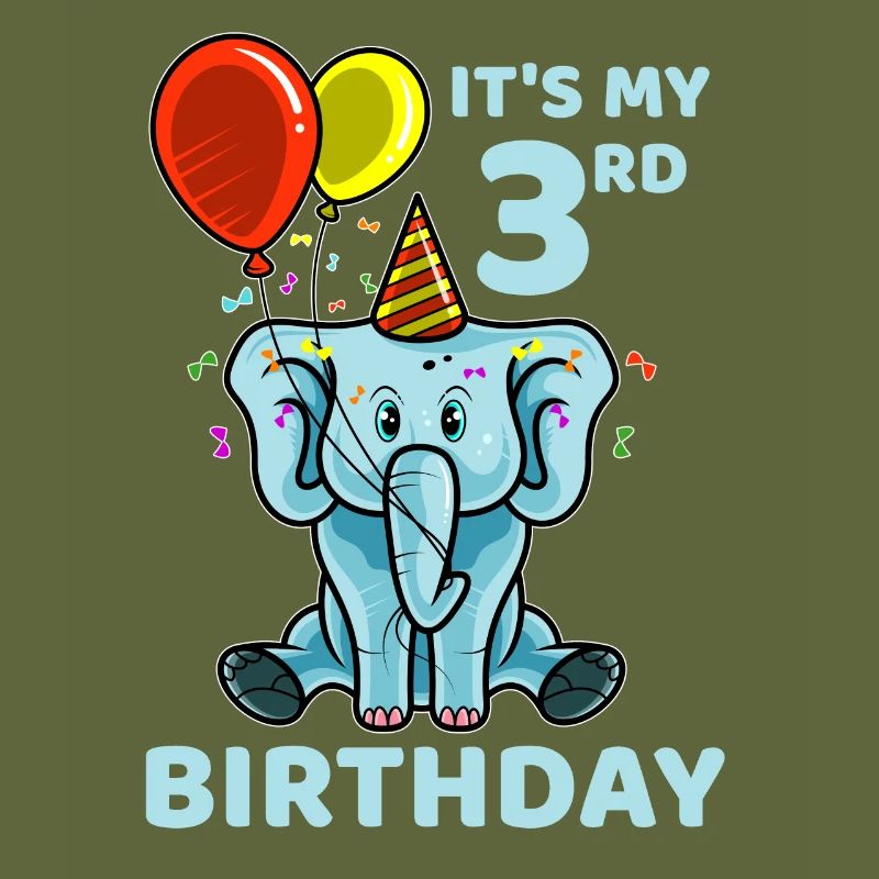 Cute 3rd Third Birthday Elephant
