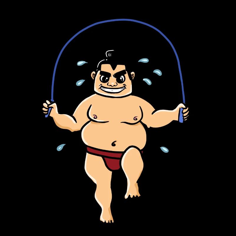 Sweating sumo - sumo wrestler jumping