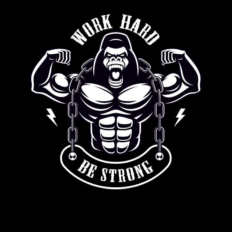 Work Hard be Strong Gorille Argent Cadeau