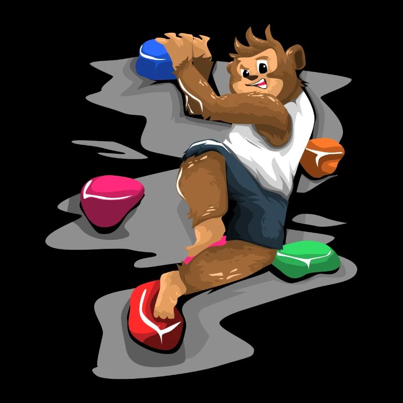 Monkey climbs on a wall