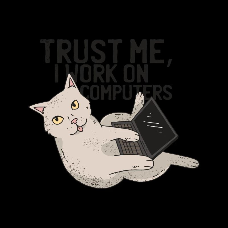 Computer Katze mit Laptop vertrau mir PC Katze
