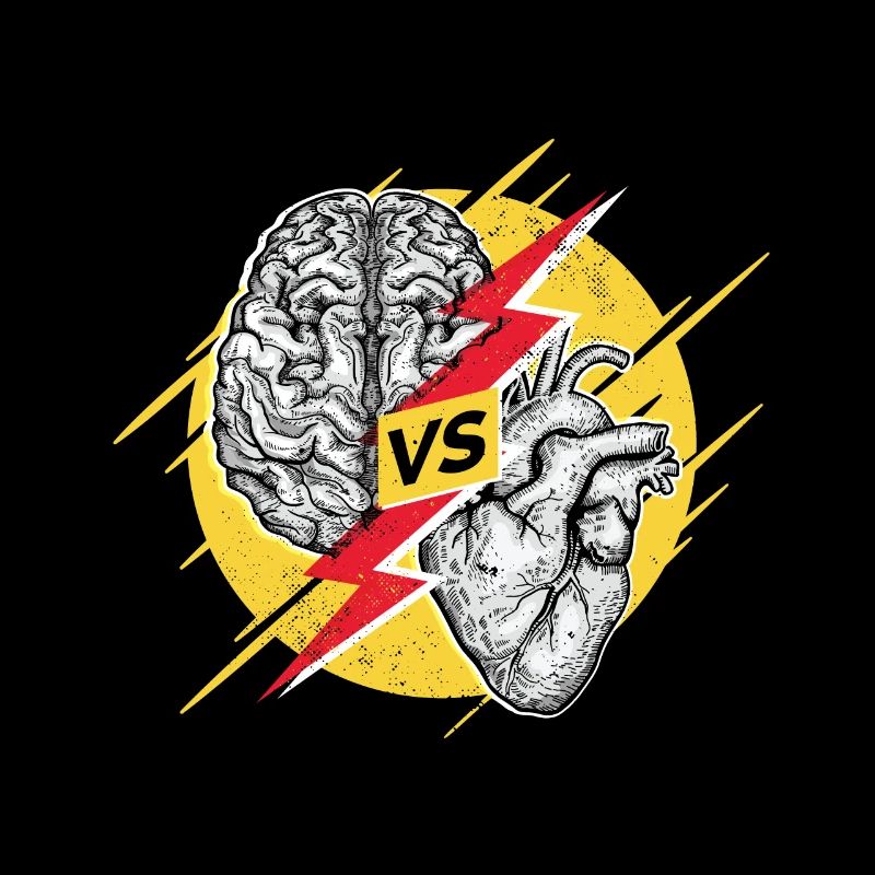Heart vs. brain heart vs. brain with flash