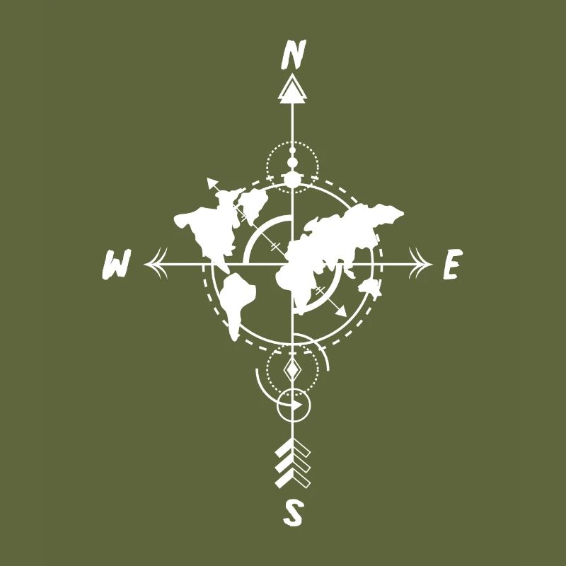 Compass world map traveler or engineer gift