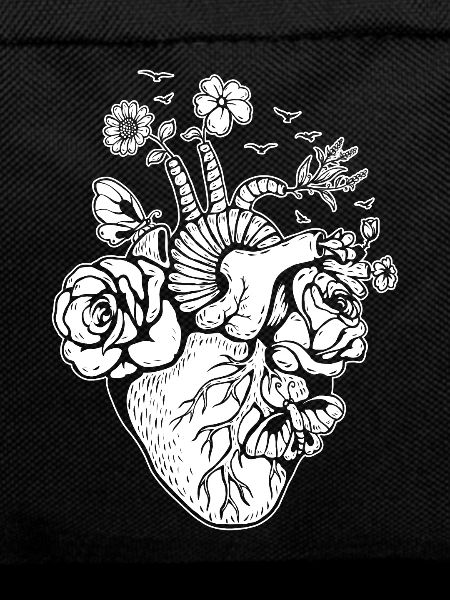 Anatomical heart with flowers