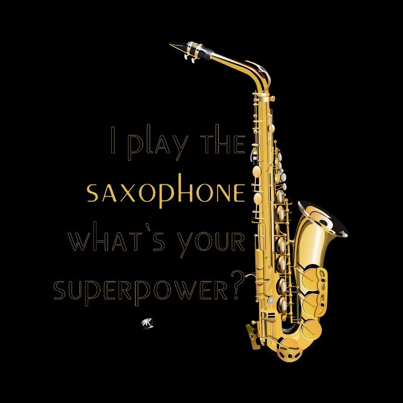 Saxophone illustration with inscription